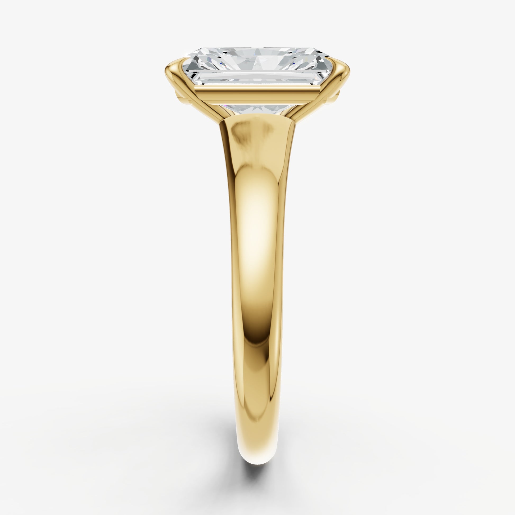 Radiant Solitaire Engagement Ring with Reverse Tapered Band