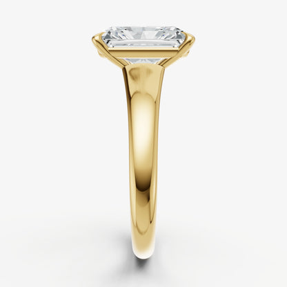 Radiant Solitaire Engagement Ring with Reverse Tapered Band