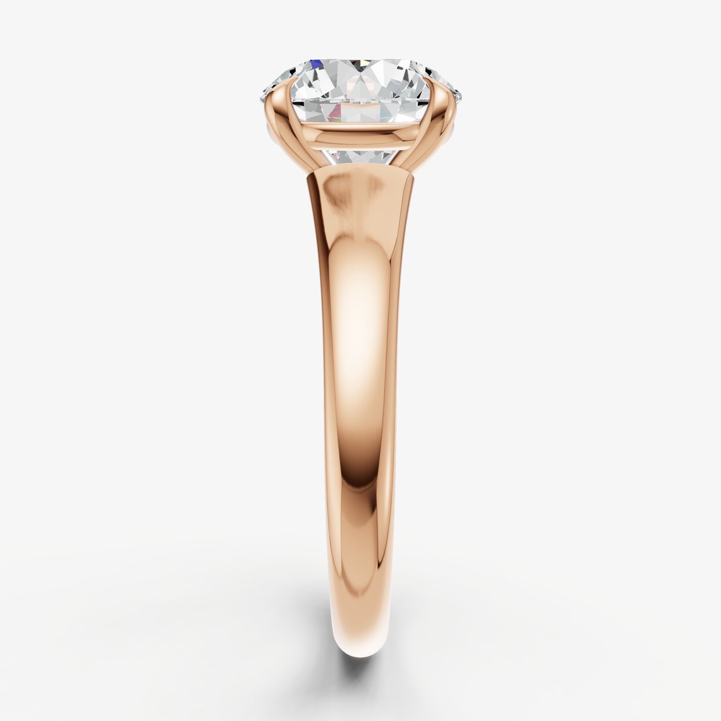 Round Solitaire Engagement Ring with Reverse Tapered Band