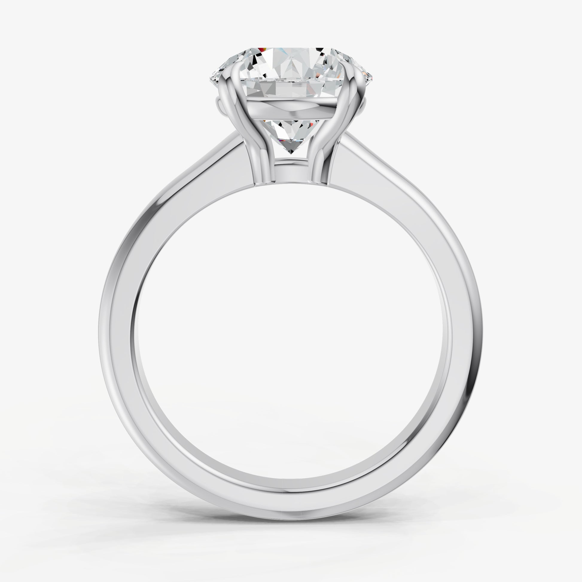 Round Solitaire Engagement Ring with Reverse Tapered Band