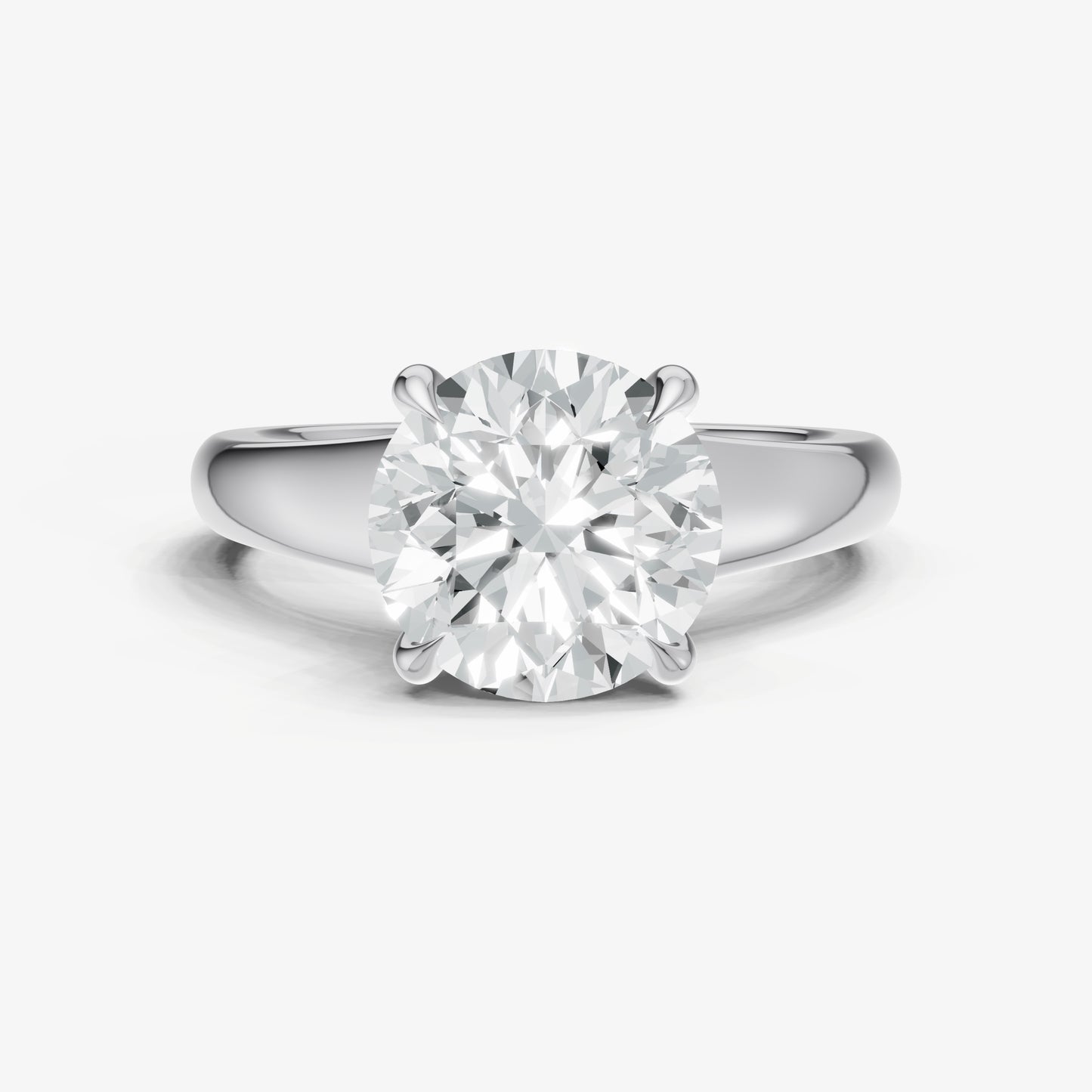 Round Solitaire Engagement Ring with Reverse Tapered Band