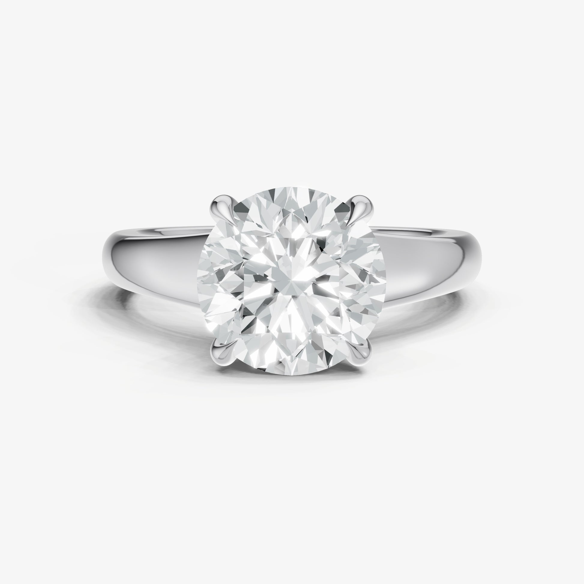 Round Solitaire Engagement Ring with Reverse Tapered Band