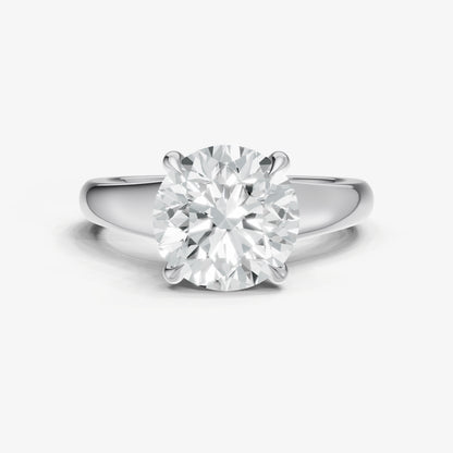 Round Solitaire Engagement Ring with Reverse Tapered Band