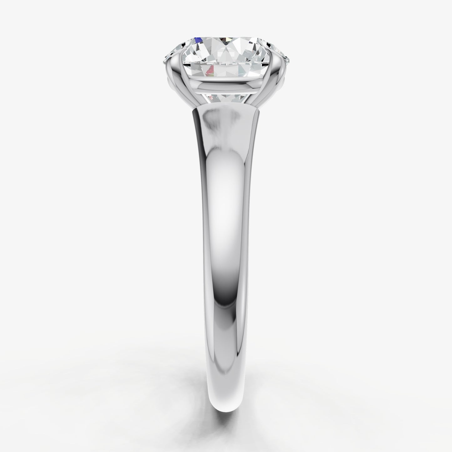Round Solitaire Engagement Ring with Reverse Tapered Band
