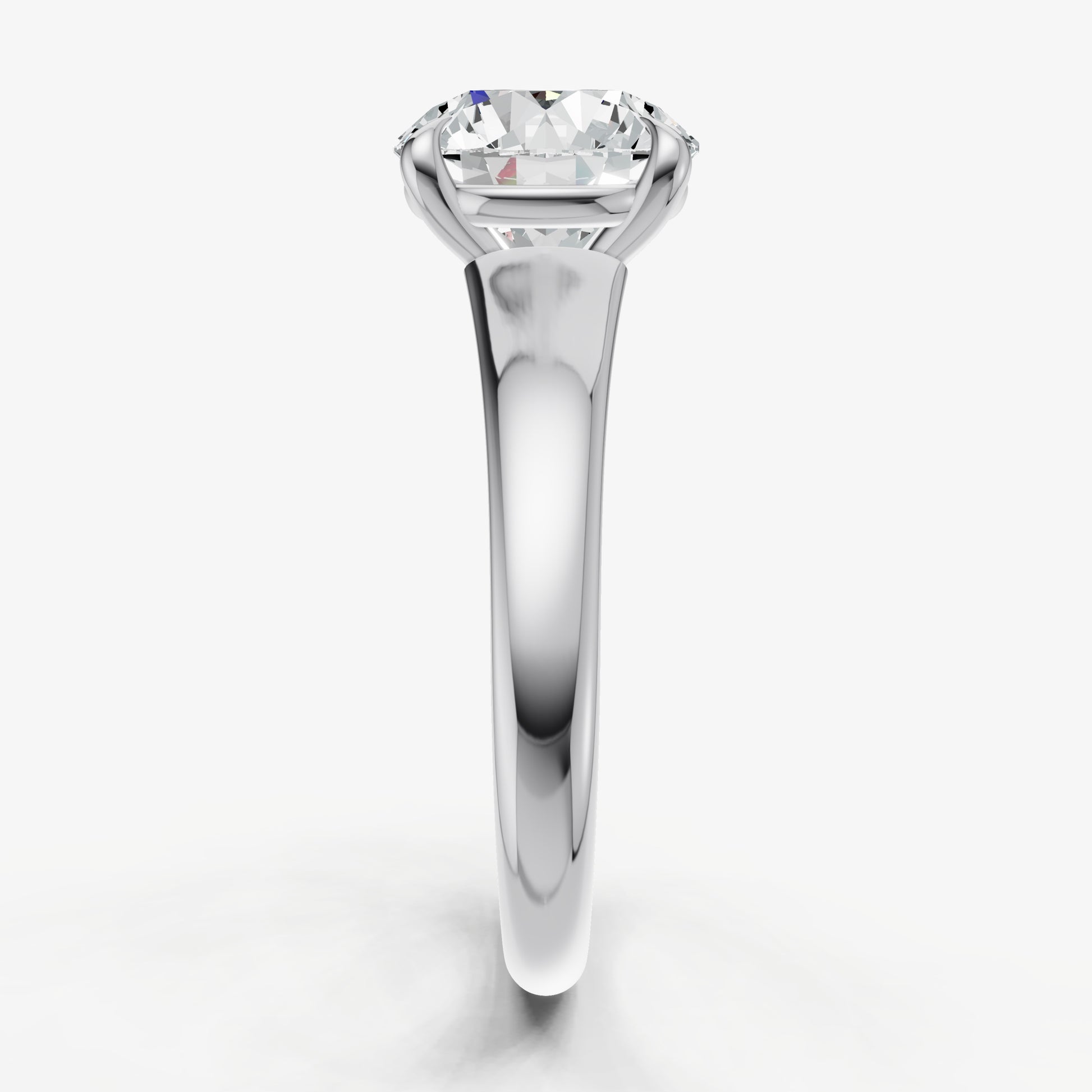 Round Solitaire Engagement Ring with Reverse Tapered Band