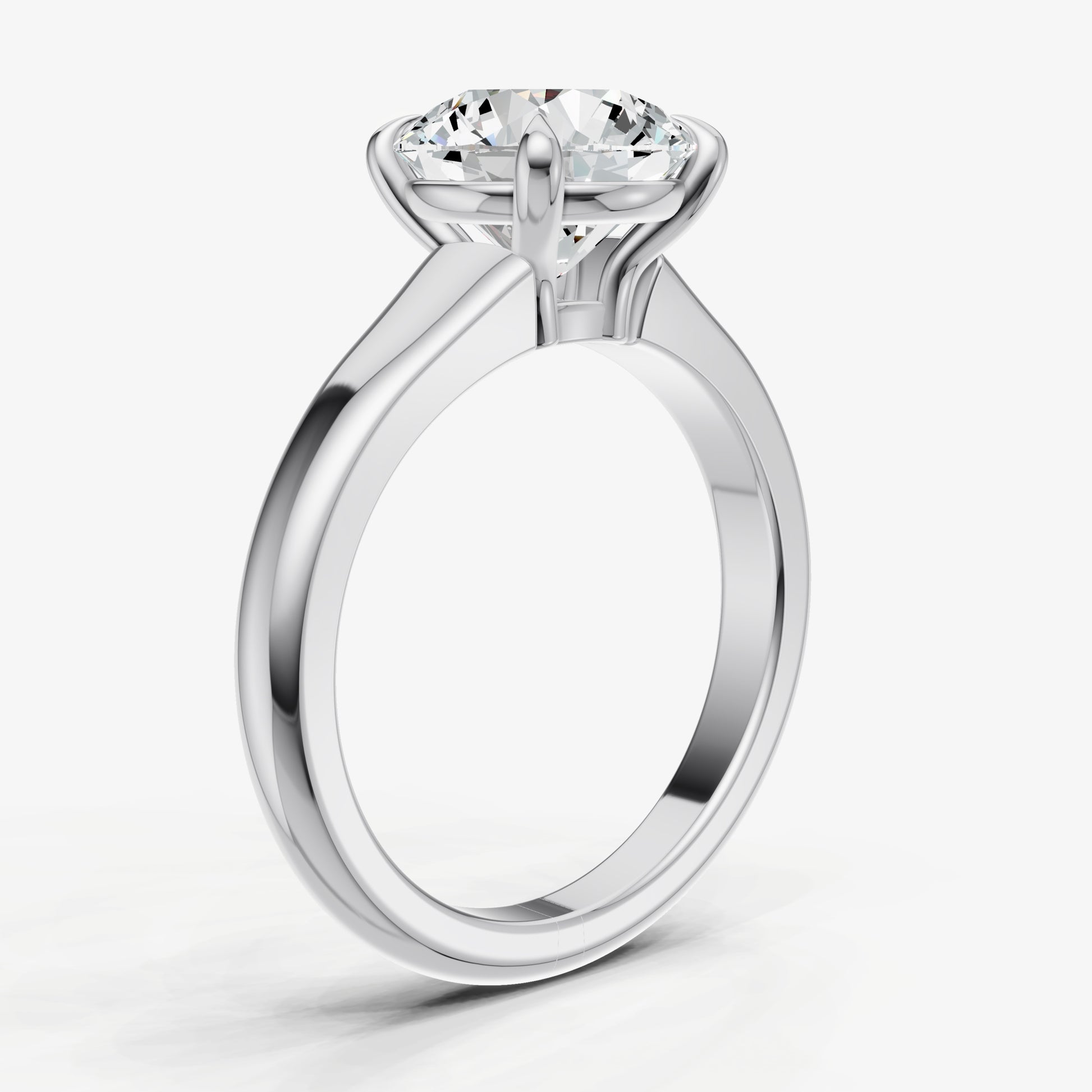 Round Solitaire Engagement Ring with Reverse Tapered Band