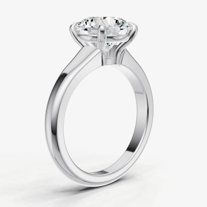 Round Solitaire Engagement Ring with Reverse Tapered Band