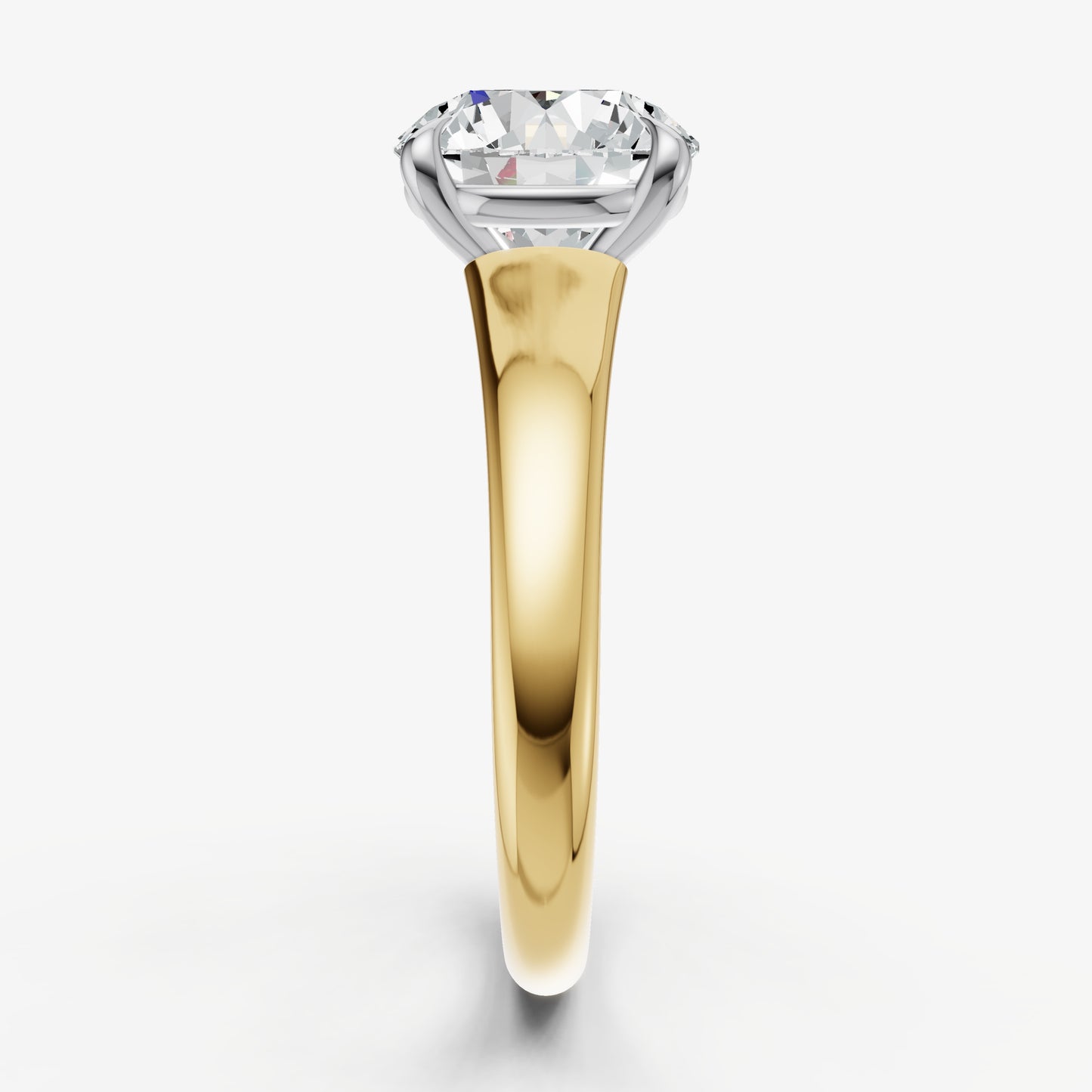 Round Solitaire Engagement Ring with Reverse Tapered Band