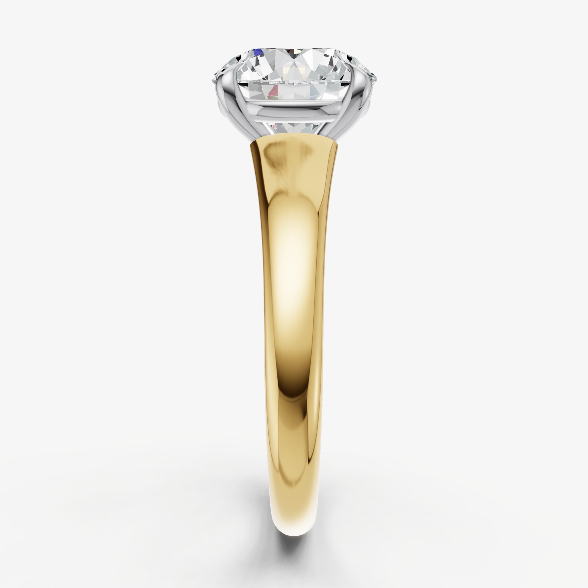 Round Solitaire Engagement Ring with Reverse Tapered Band