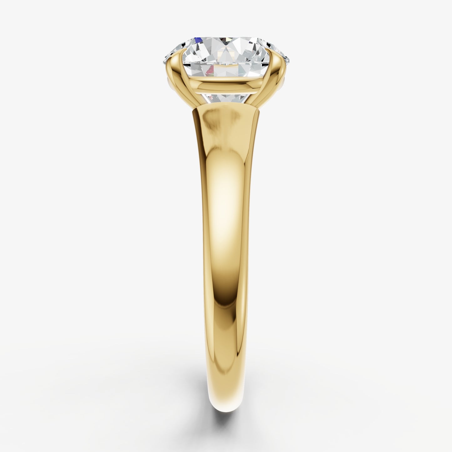 Round Solitaire Engagement Ring with Reverse Tapered Band