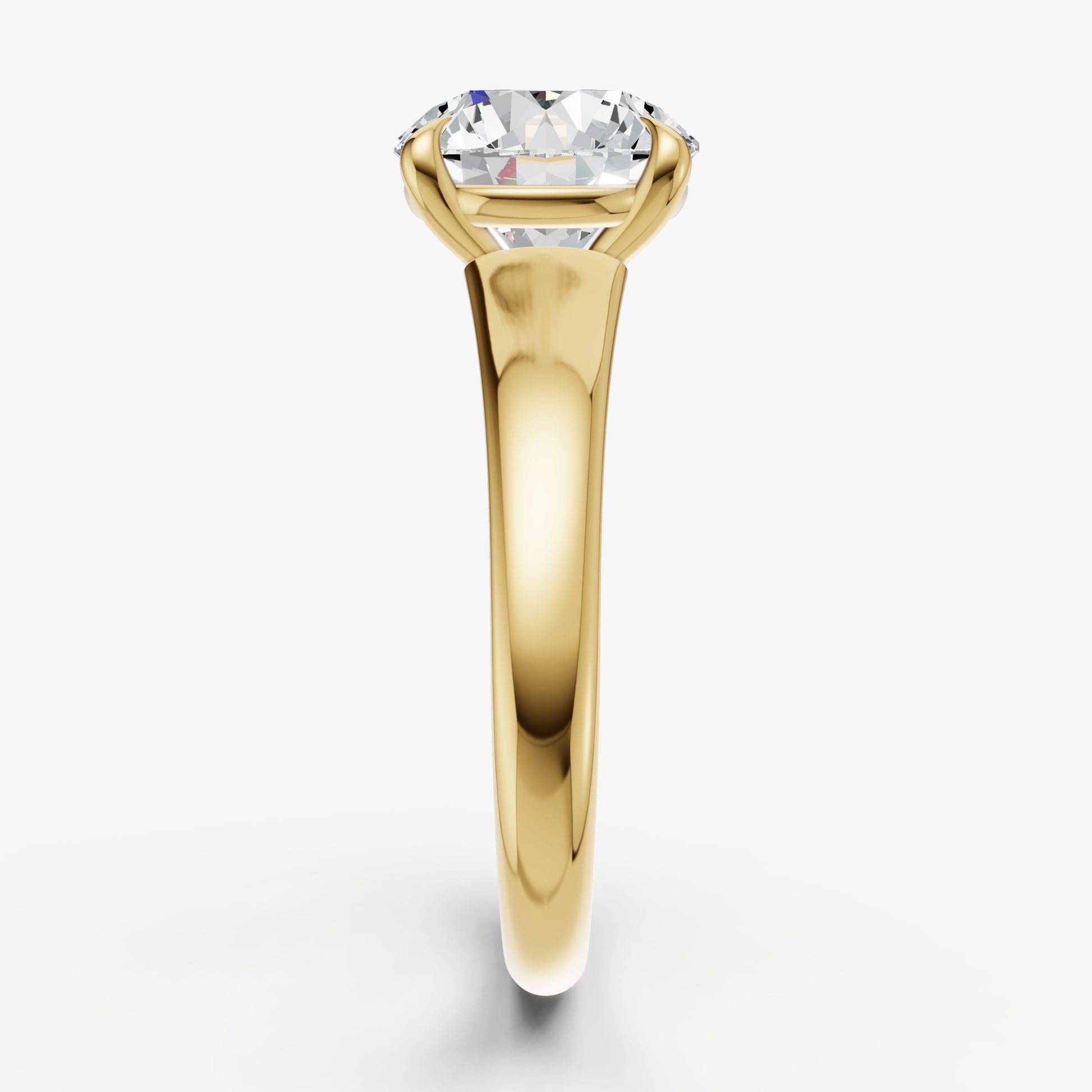Round Solitaire Engagement Ring with Reverse Tapered Band