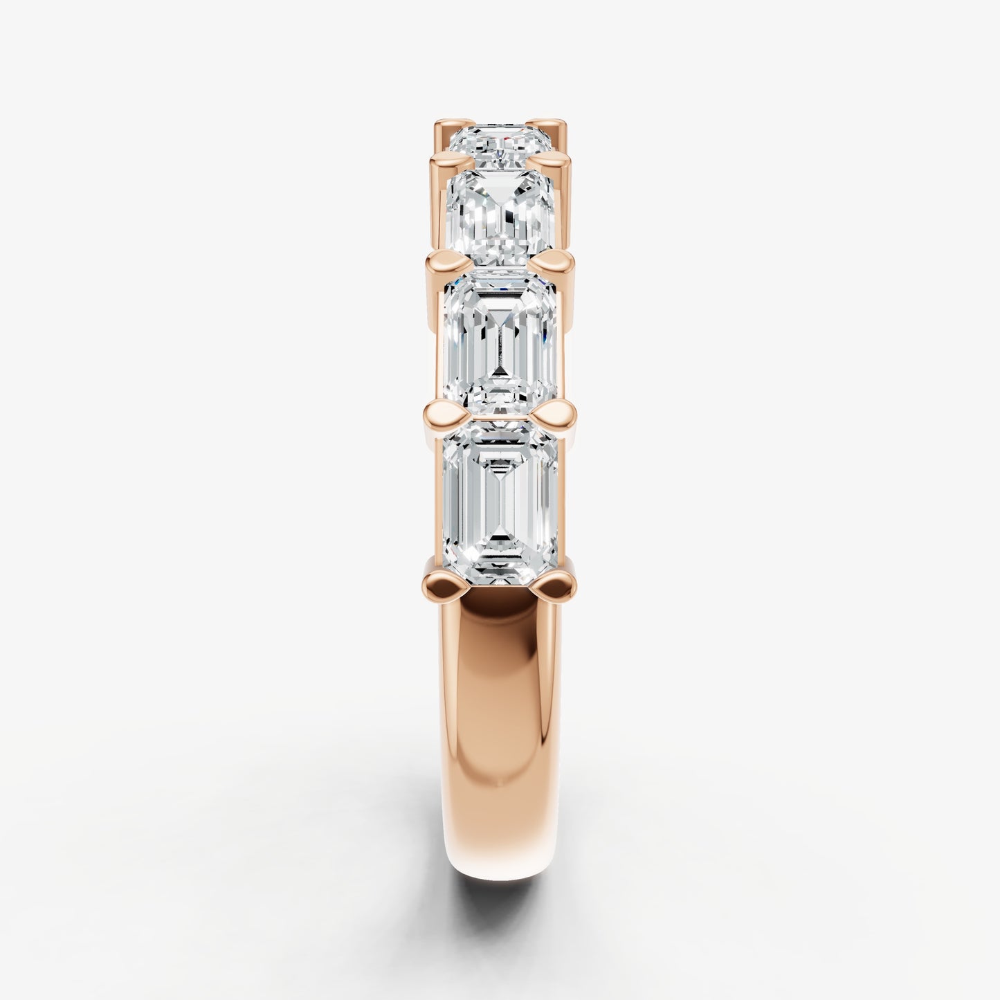 East-West Set Emerald 20pt Diamond Band