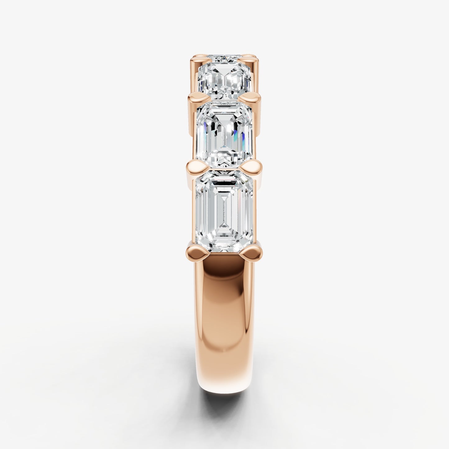 East-West Set Emerald 30pt Diamond Band