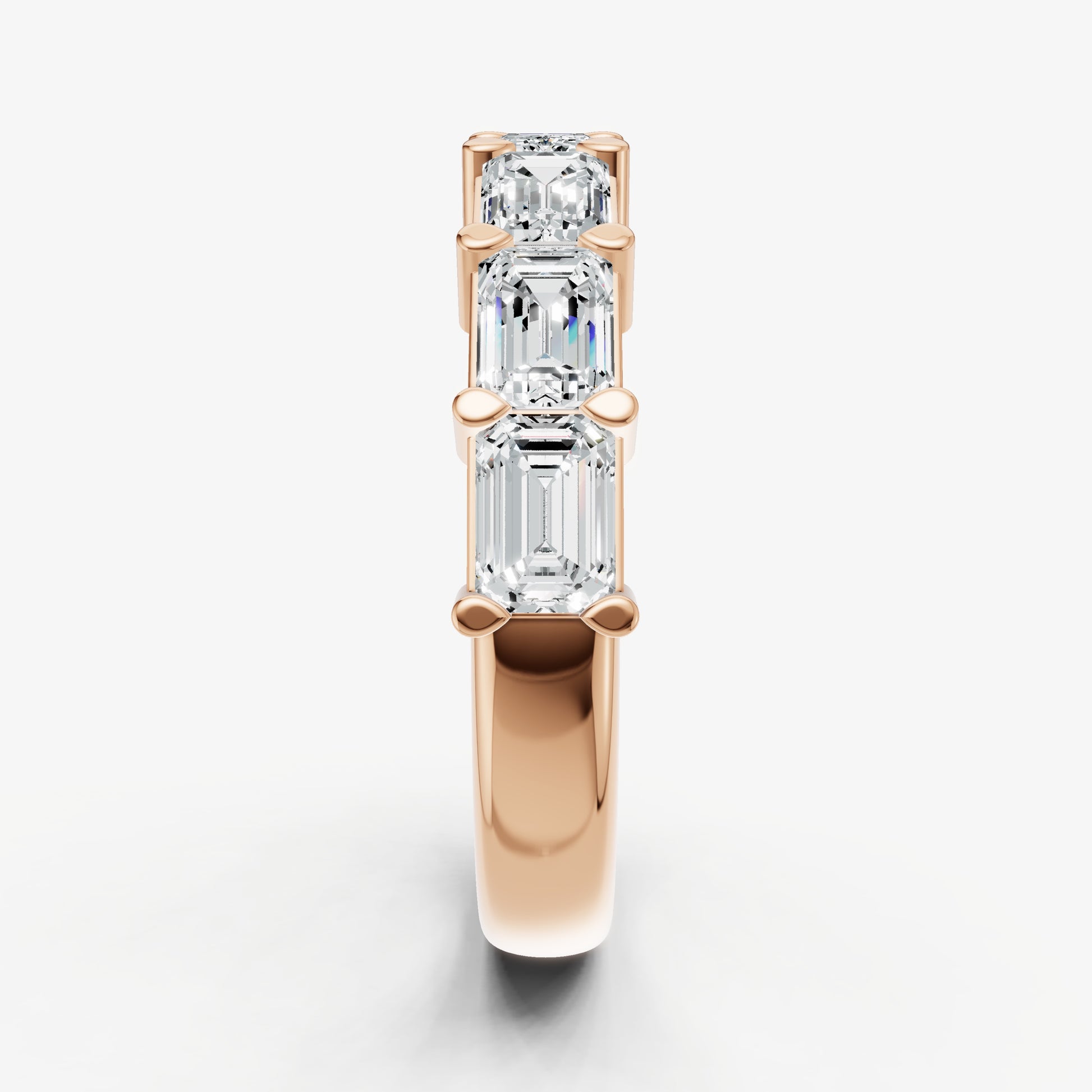 East-West Set Emerald 30pt Diamond Band