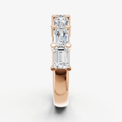East-West Set Emerald 30pt Diamond Band