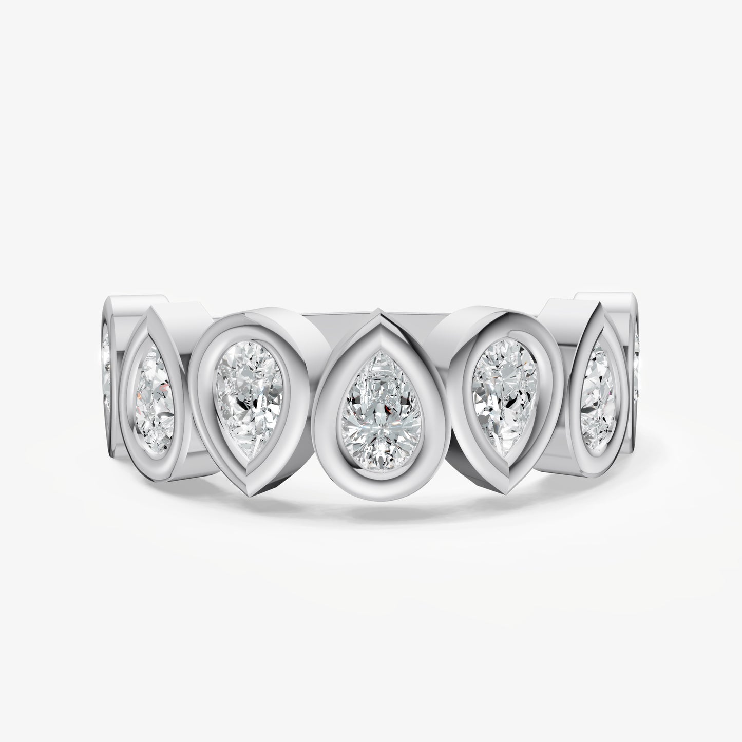 Bezel Set Pear 0.20ct (20pt) Diamond Band