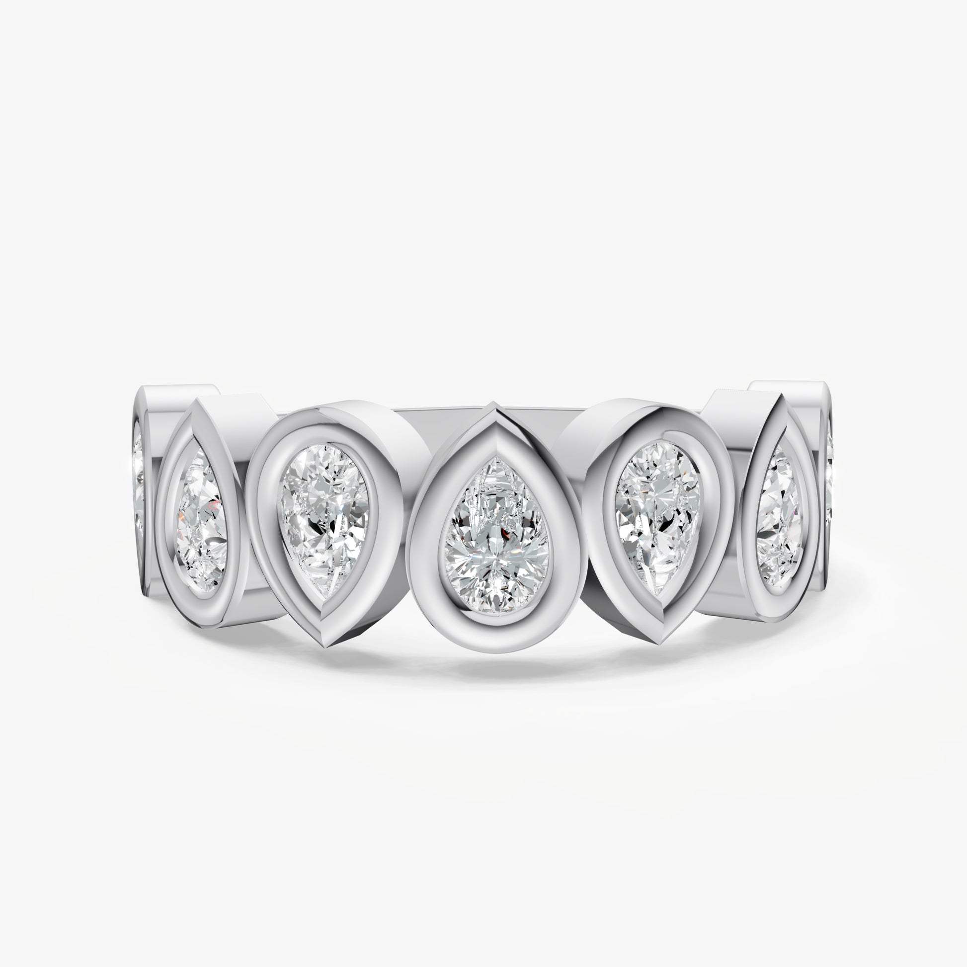 Bezel Set Pear 0.20ct (20pt) Diamond Band