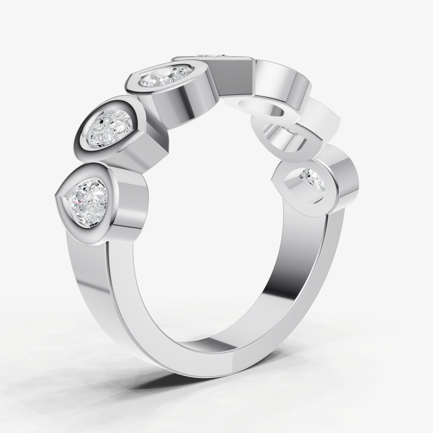 Bezel Set Pear 0.20ct (20pt) Diamond Band