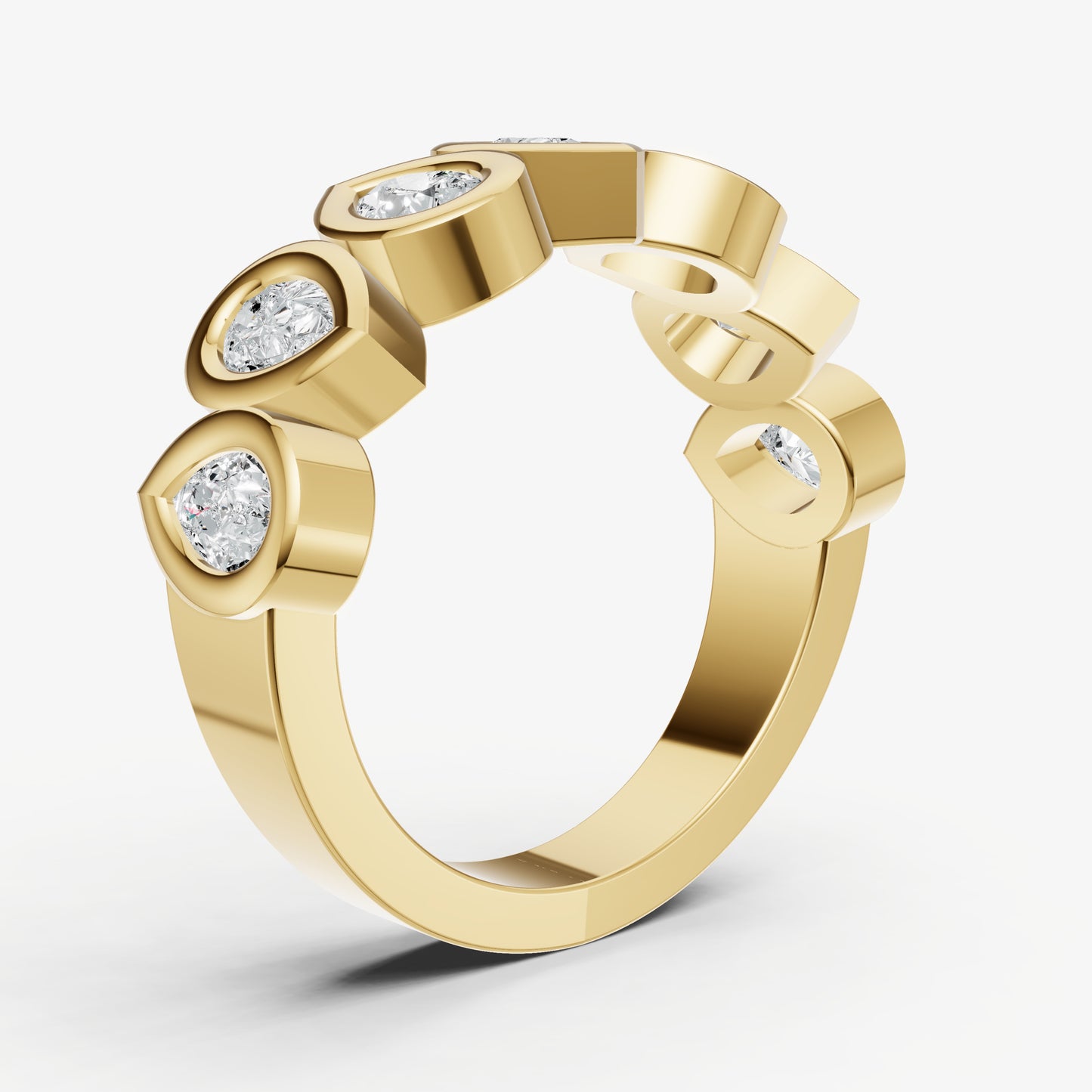 Bezel Set Pear 0.20ct (20pt) Diamond Band