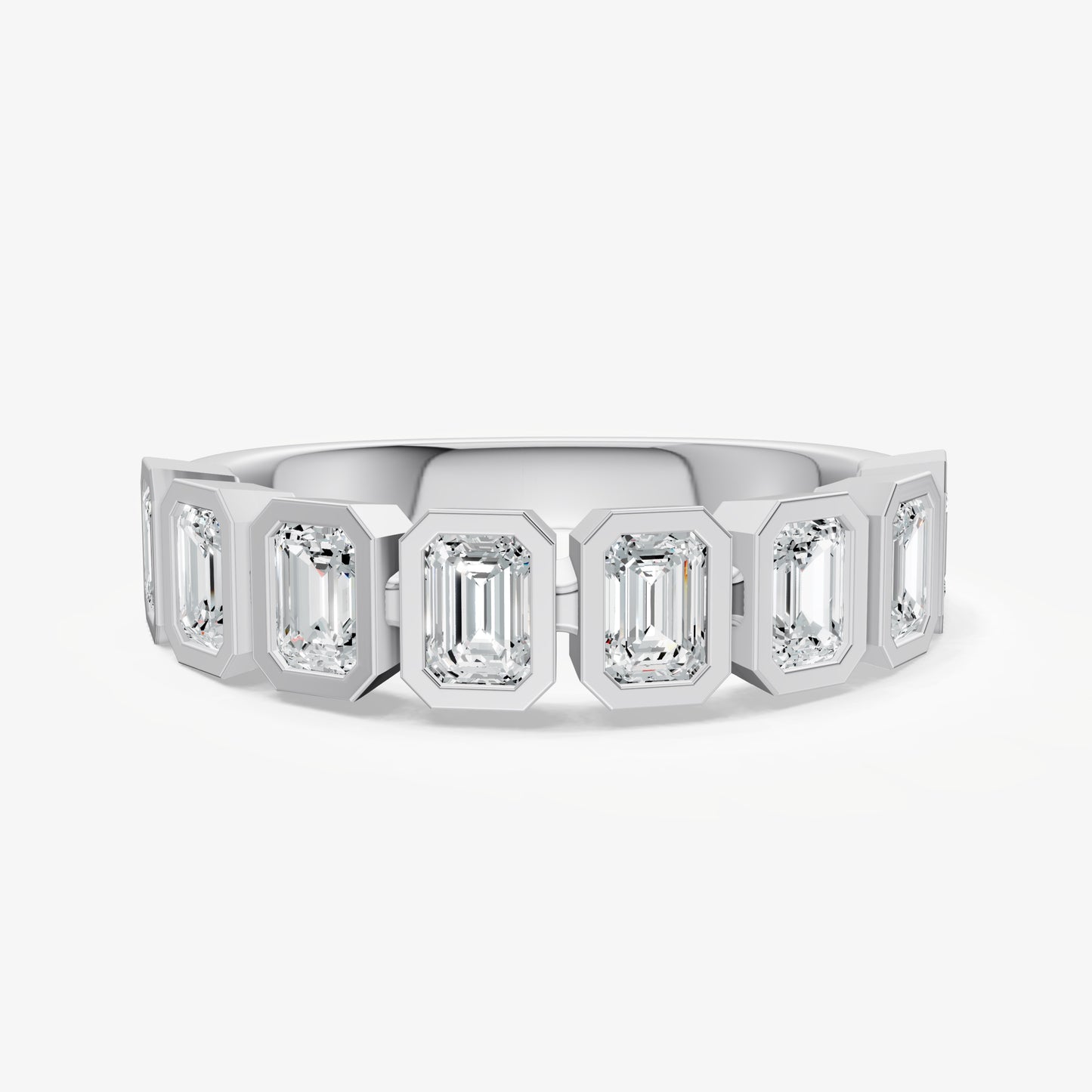 Bezel Set Emerald 0.15ct (15pt) Diamond Band