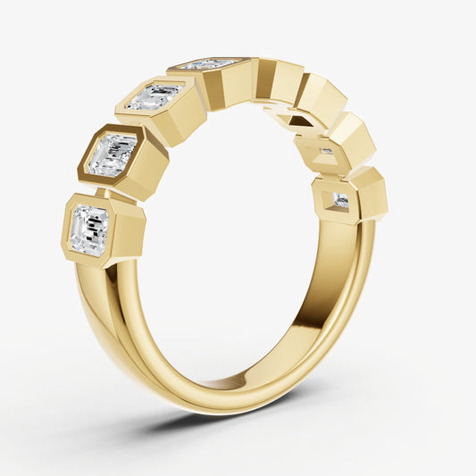 Bezel Set Emerald 15pt Diamond Band