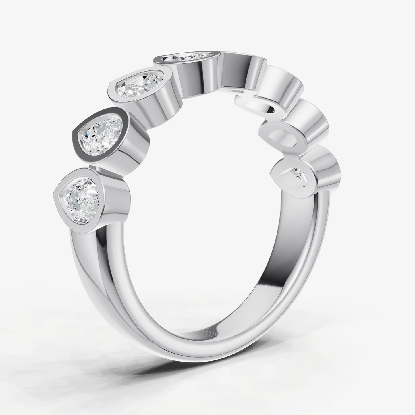 Bezel Set Pear 0.15ct (15pt) Diamond Band