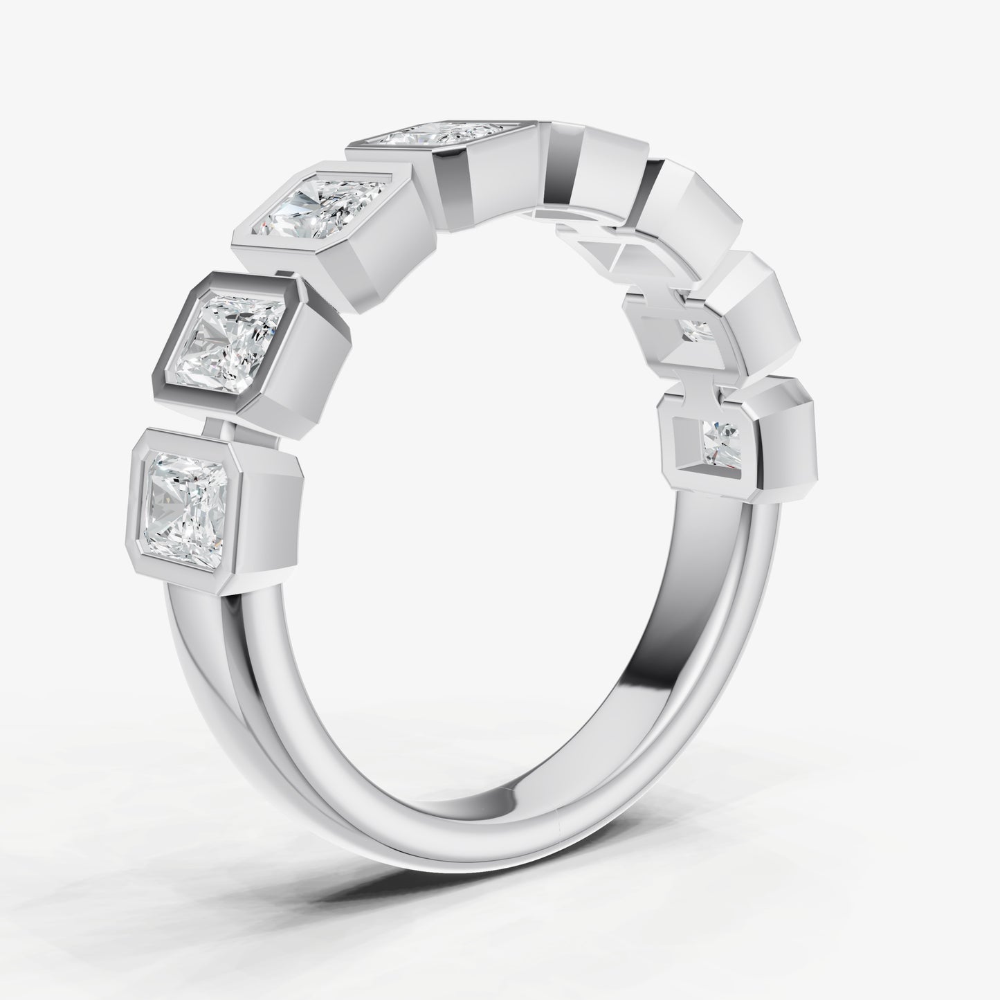Bezel Set Radiant 0.15ct (15pt) Diamond Band