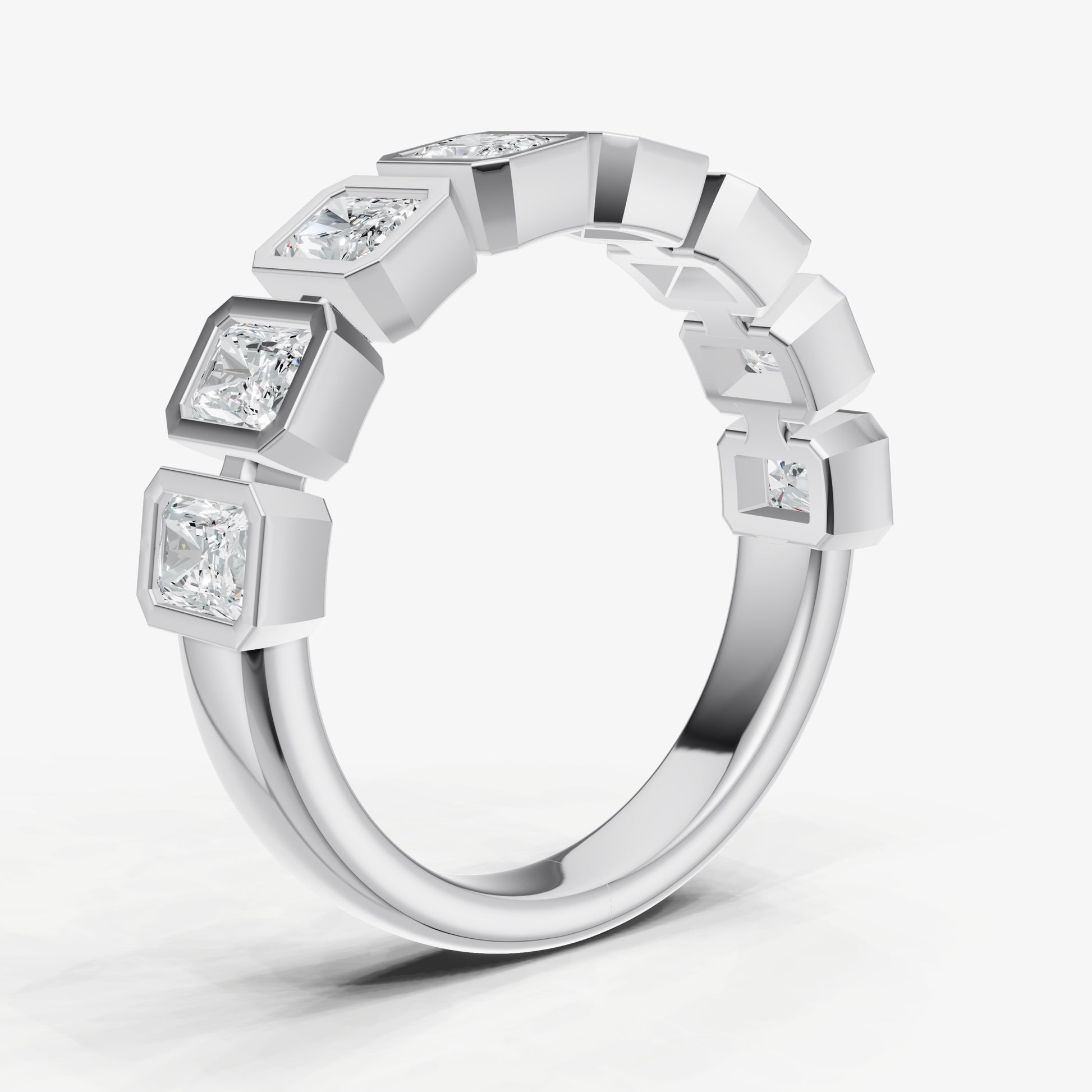 Bezel Set Radiant 0.15ct (15pt) Diamond Band