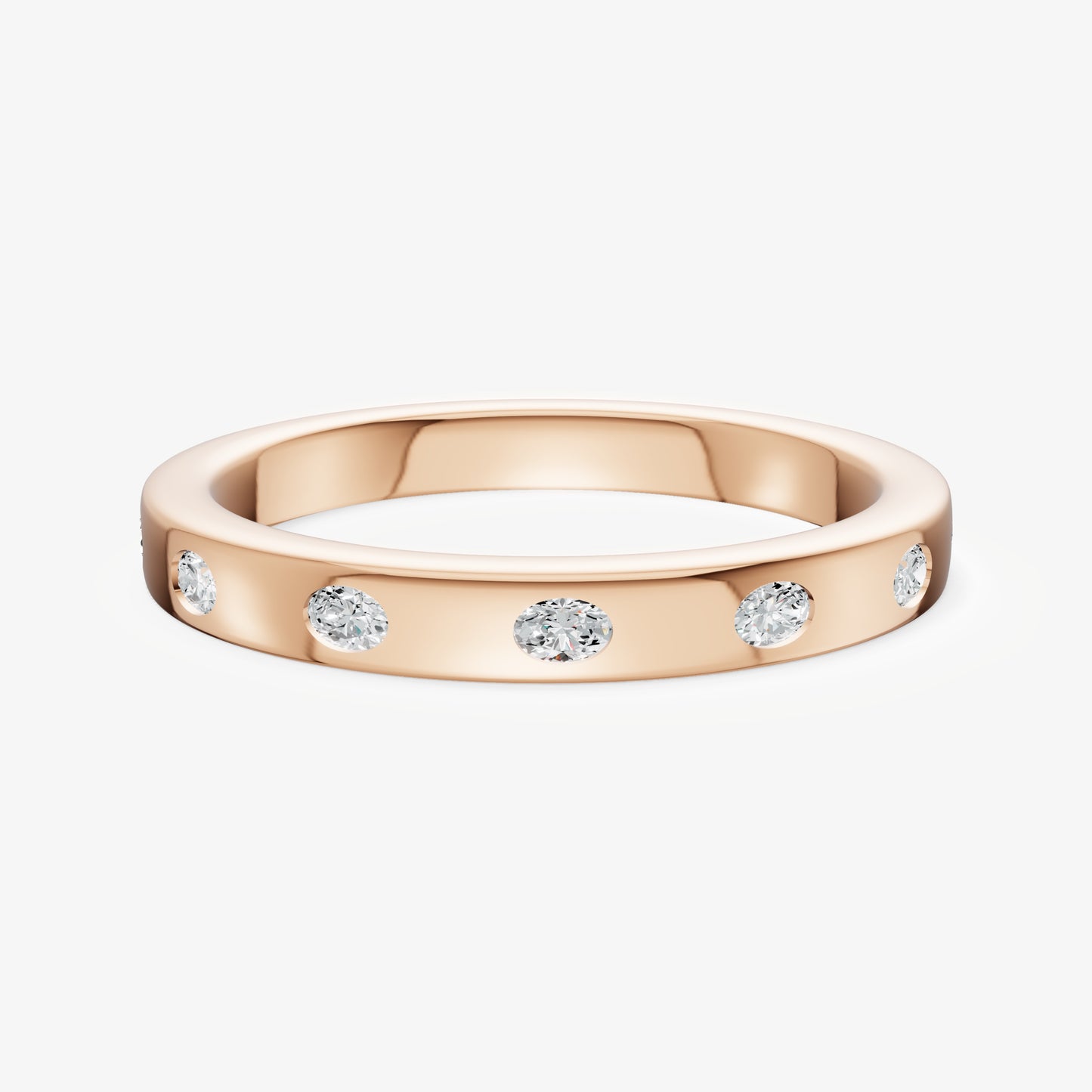 Hammer Set Oval Diamond Band
