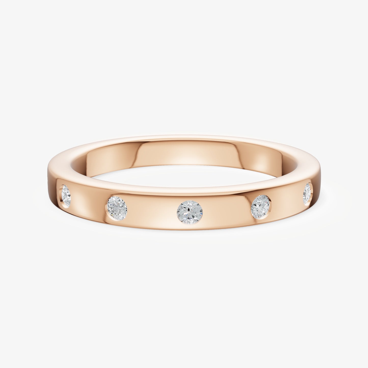 Hammer Set Round Diamond Band