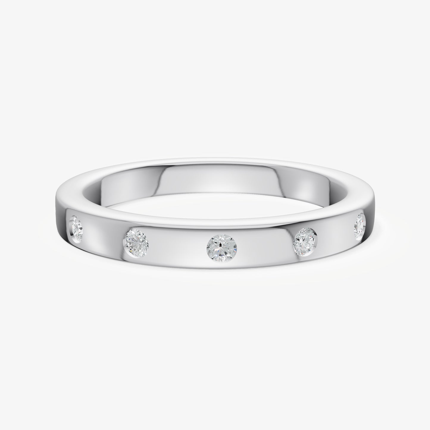 Hammer Set Round Diamond Band