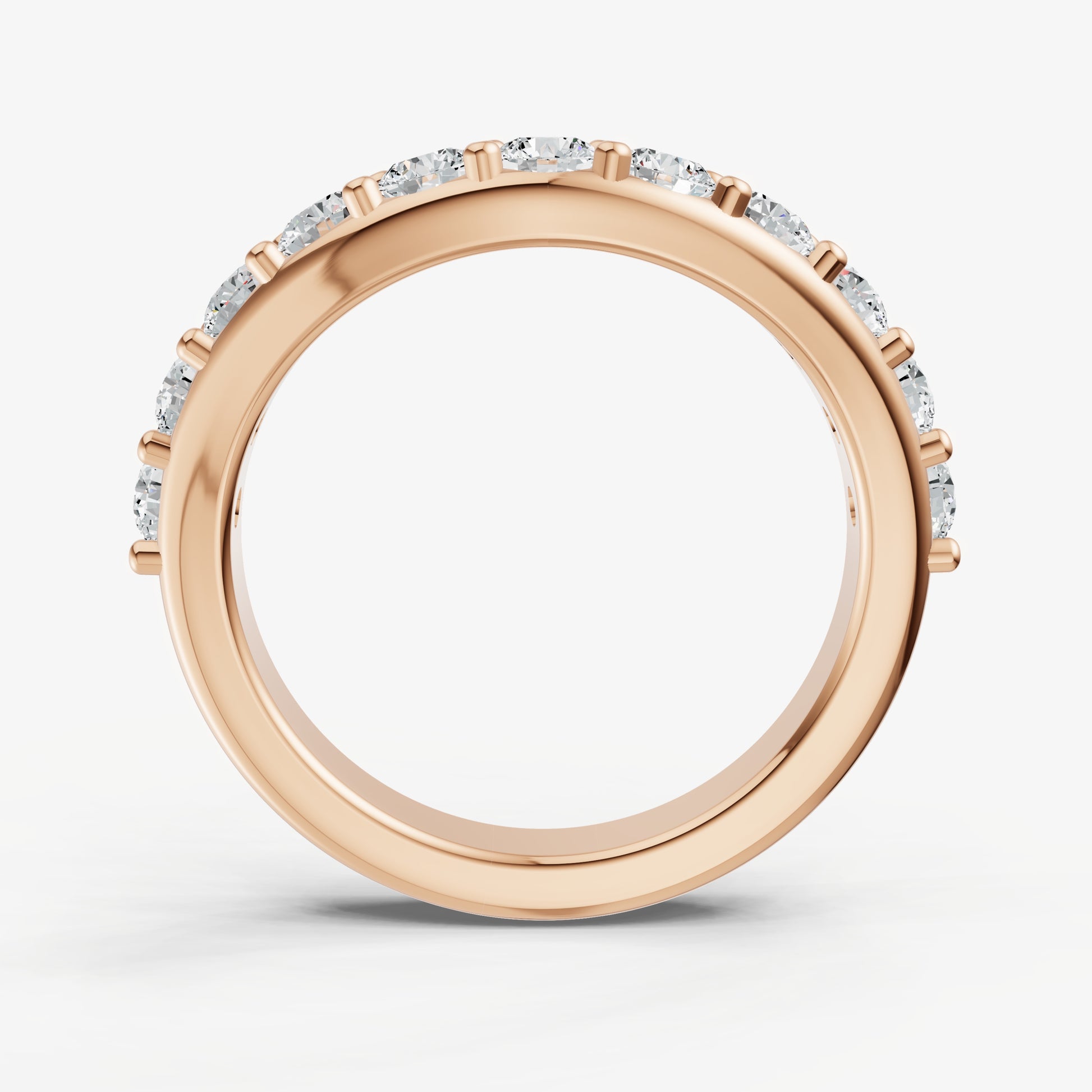 Curved Shared Claw 0.10ct (10pt) Diamond Band
