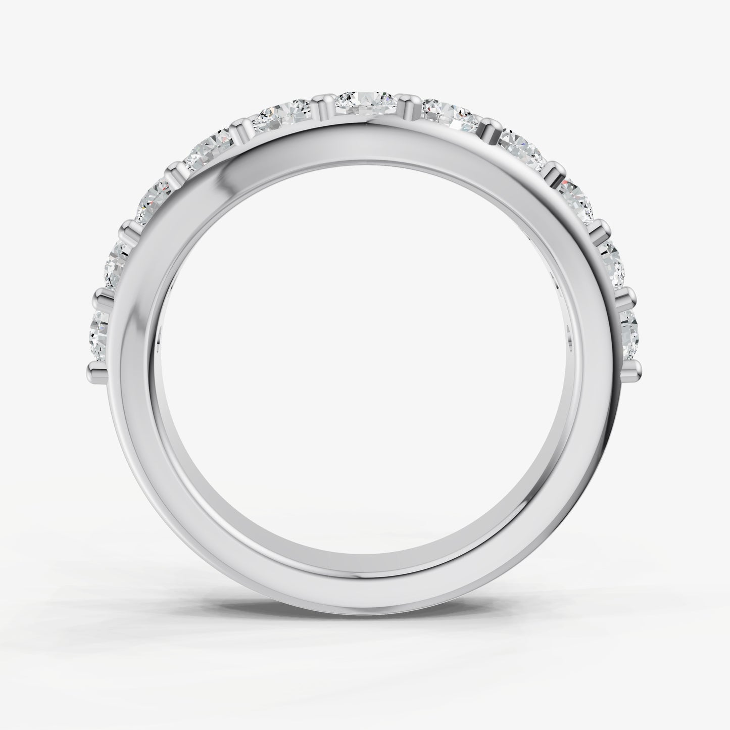 Curved Shared Claw 0.10ct (10pt) Diamond Band
