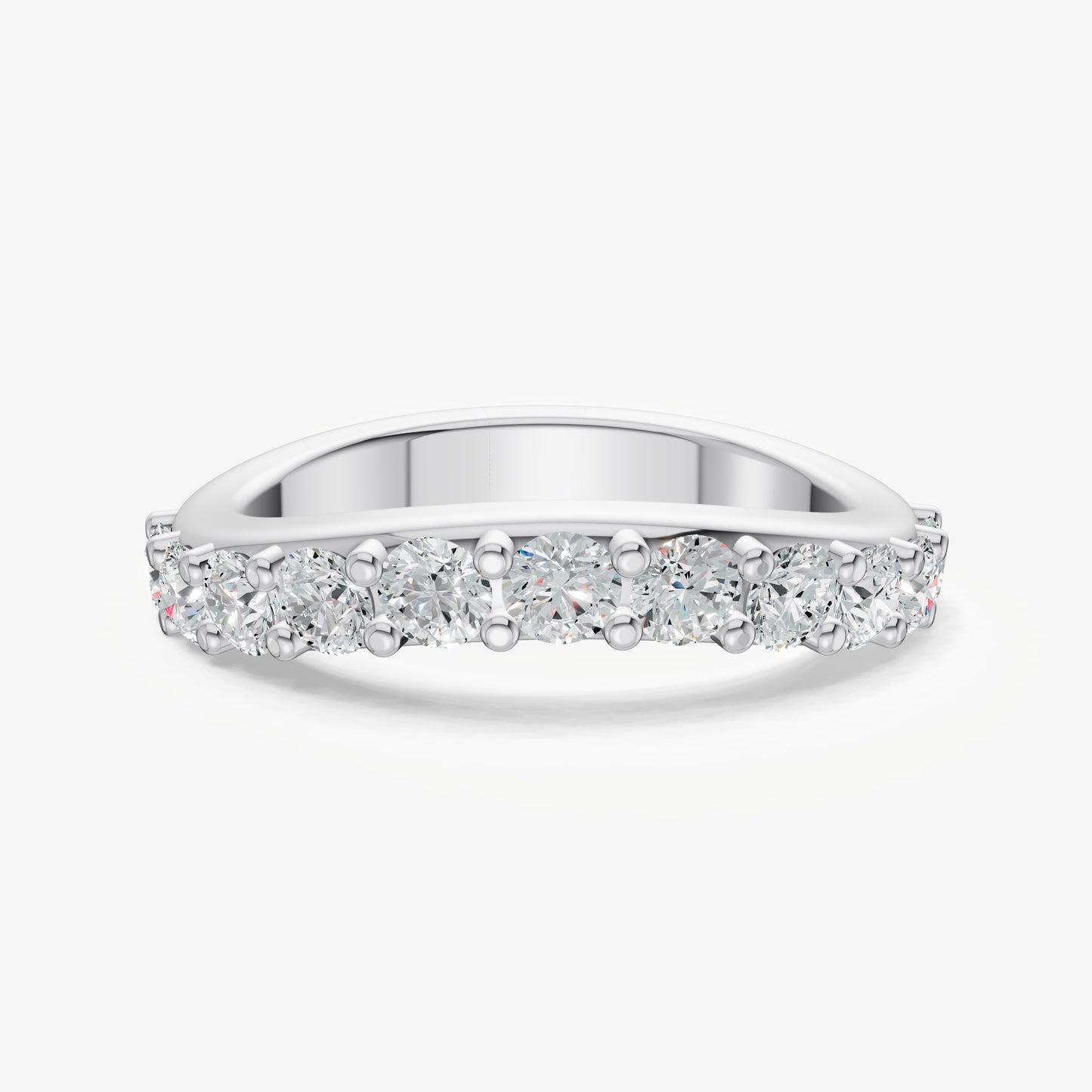 Curved Shared Claw 0.10ct (10pt) Diamond Band