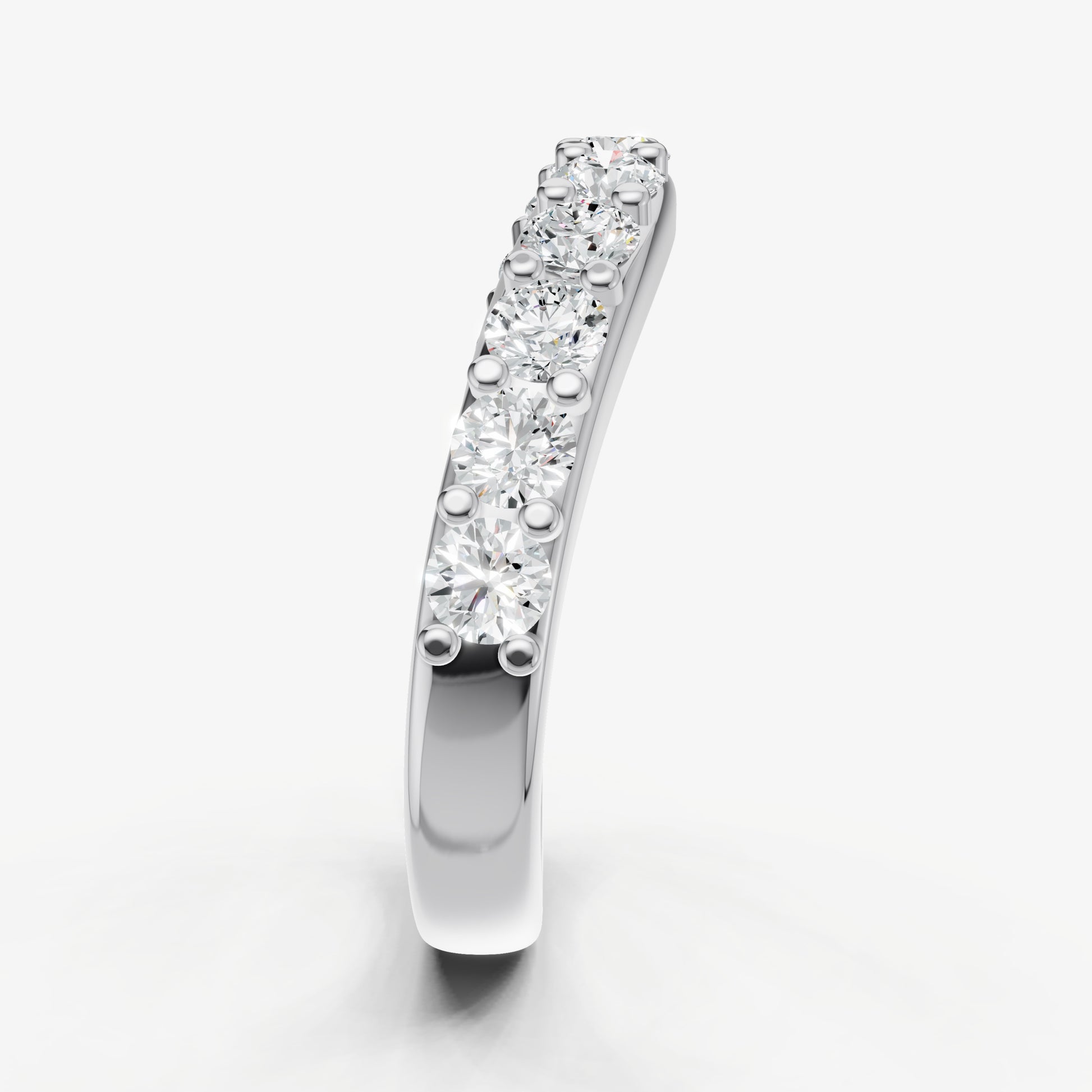 Curved Shared Claw 0.10ct (10pt) Diamond Band
