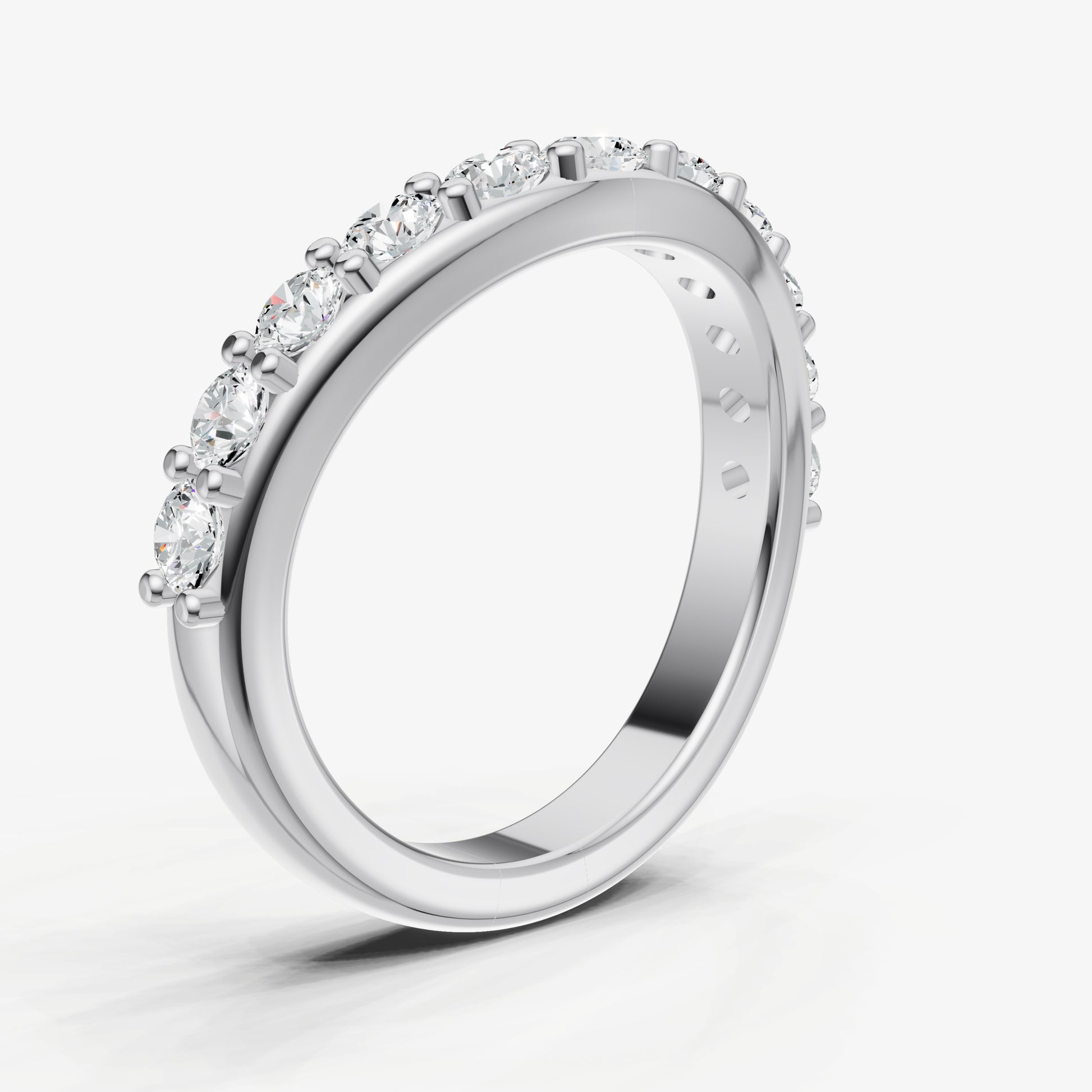 Curved Shared Claw 0.10ct (10pt) Diamond Band