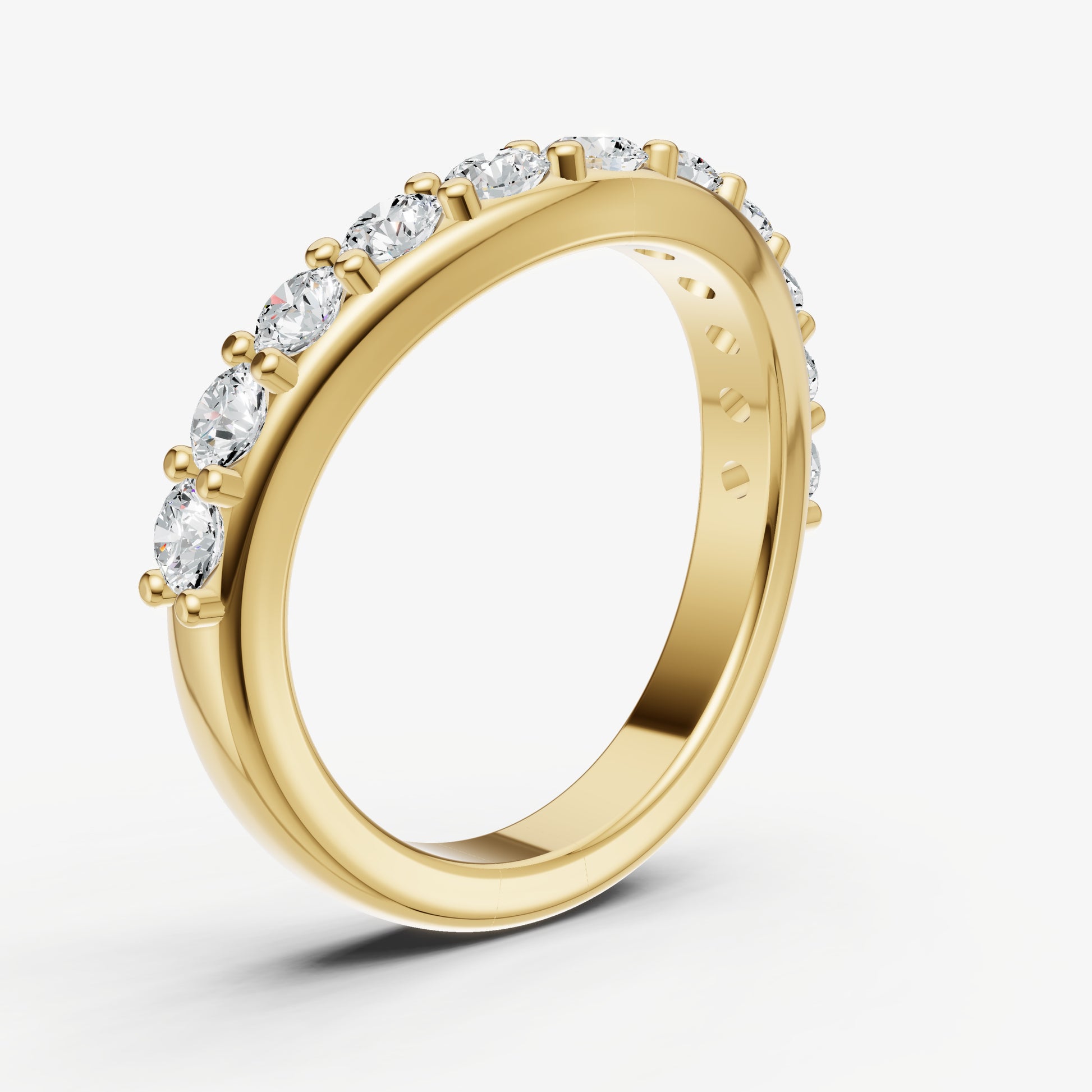 Curved Shared Claw 0.10ct (10pt) Diamond Band