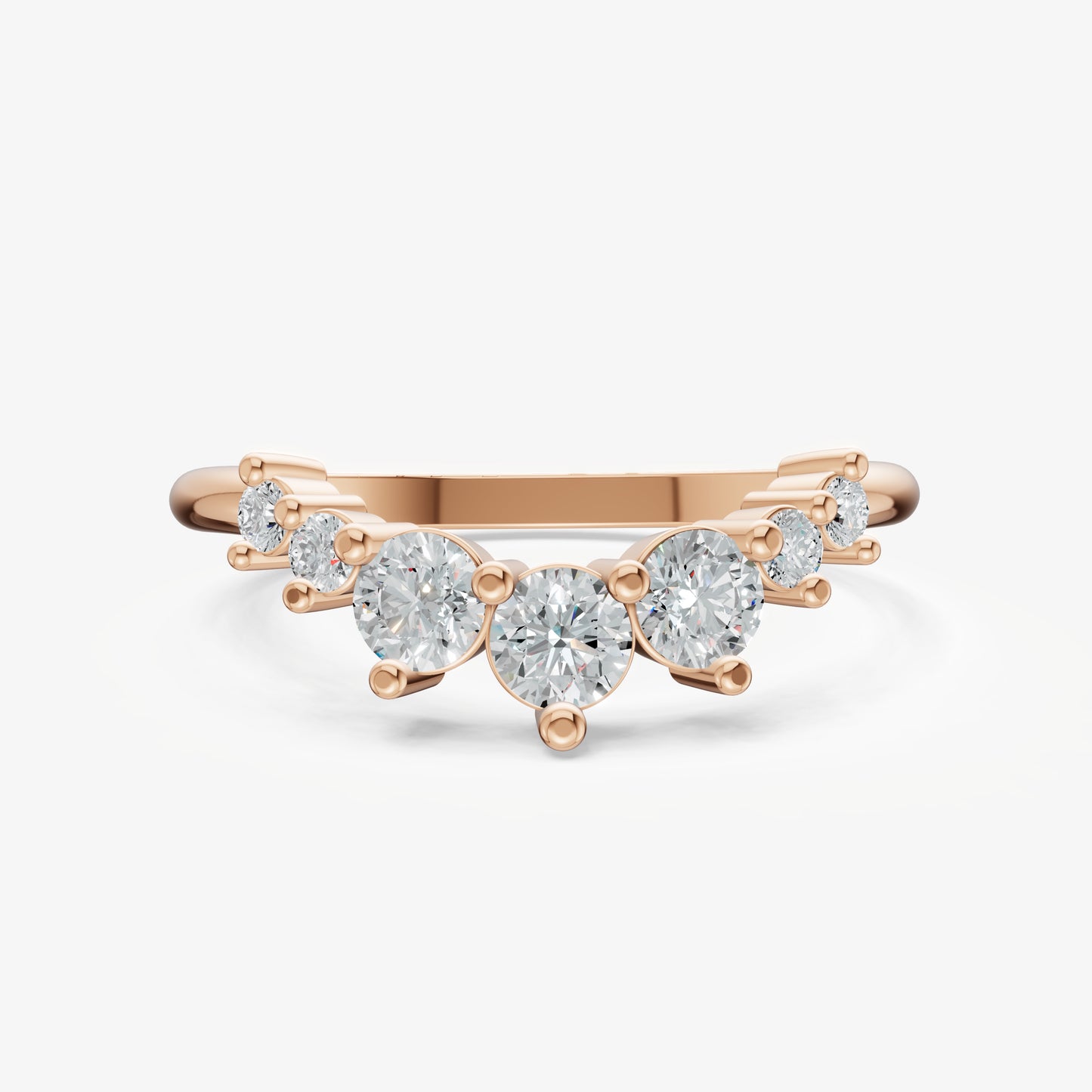 Curved Crown Set Diamond Band