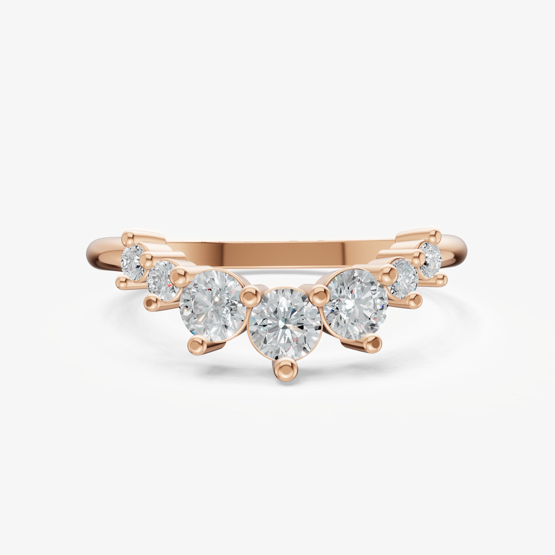 Curved Crown Set Diamond Band
