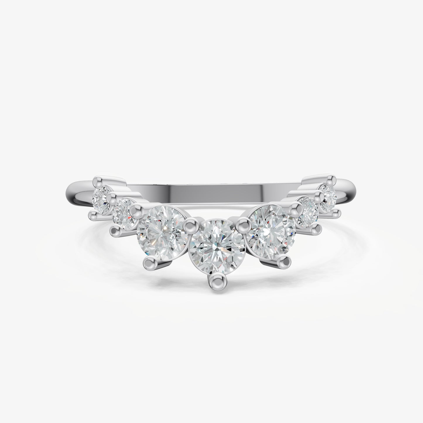 Curved Crown Set Diamond Band