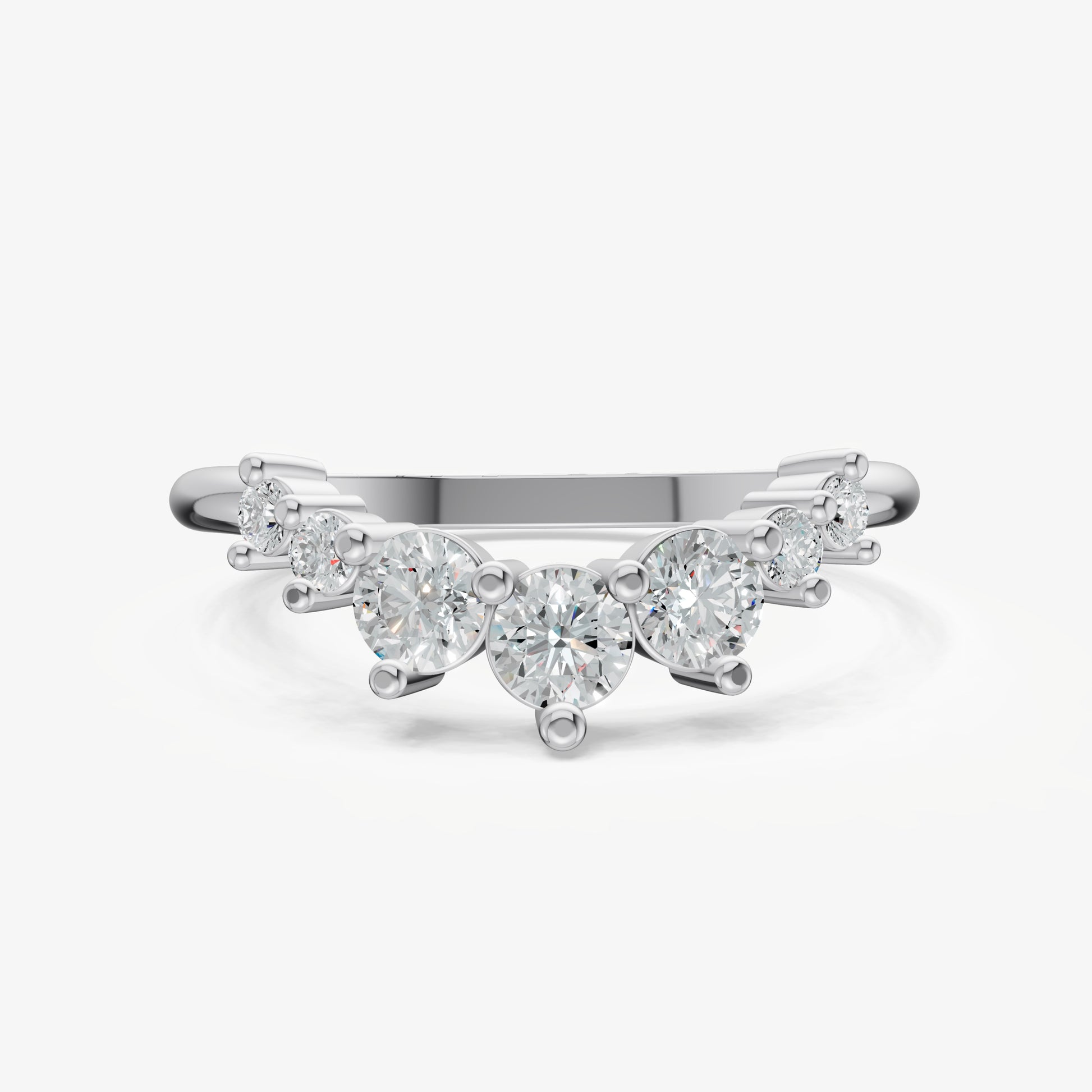Curved Crown Set Diamond Band