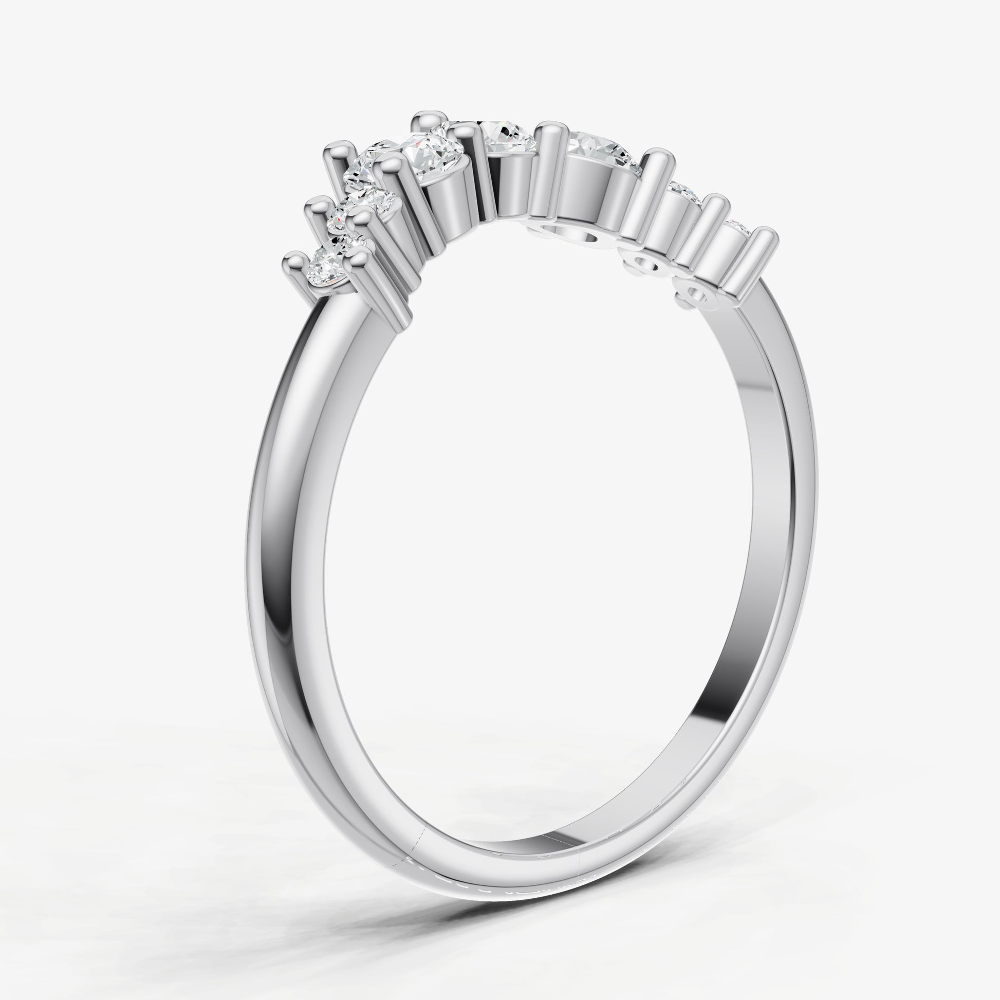 Curved Crown Set Diamond Band
