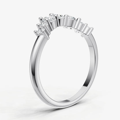 Curved Crown Set Diamond Band