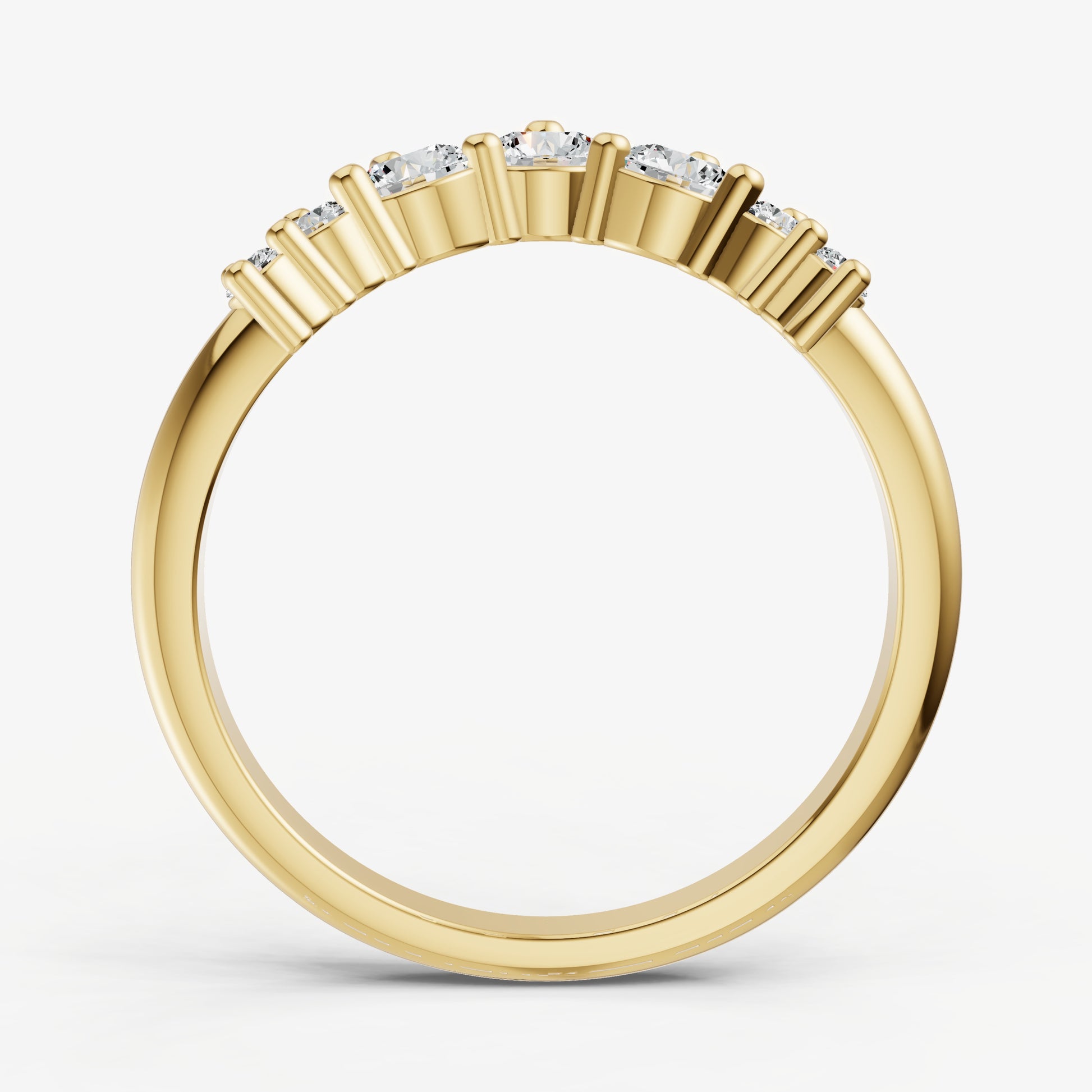 Curved Crown Set Diamond Band