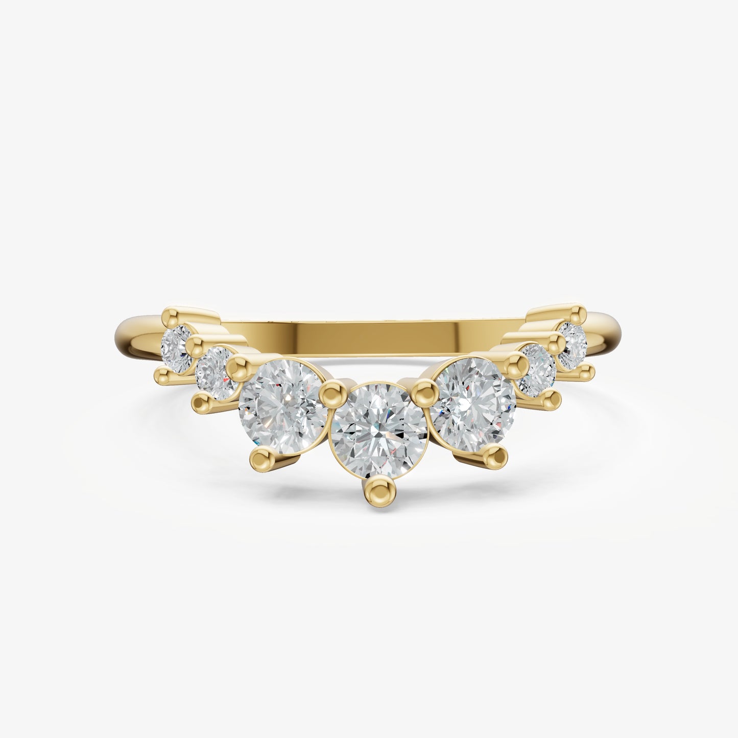Curved Crown Set Diamond Band