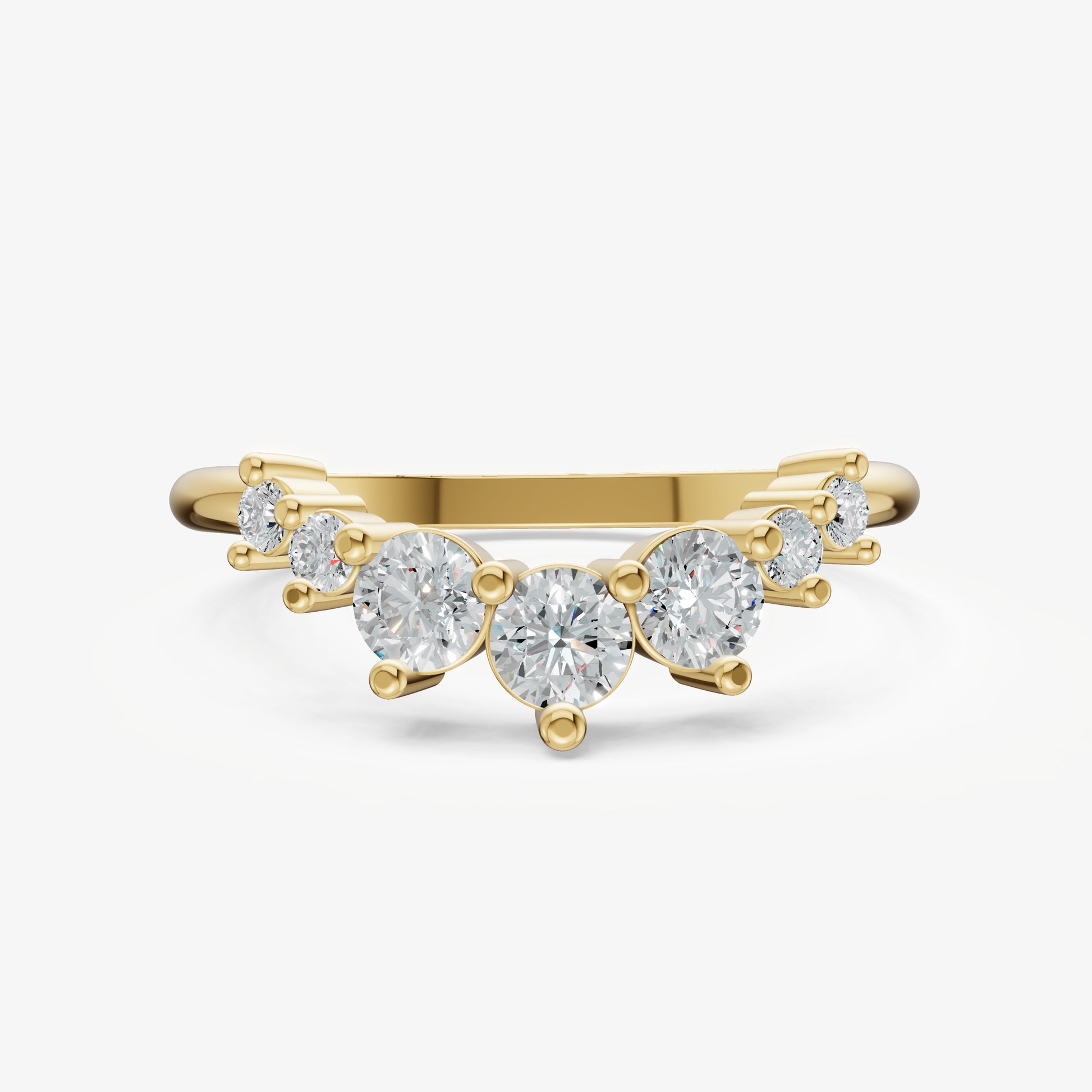Curved Crown Set Diamond Band