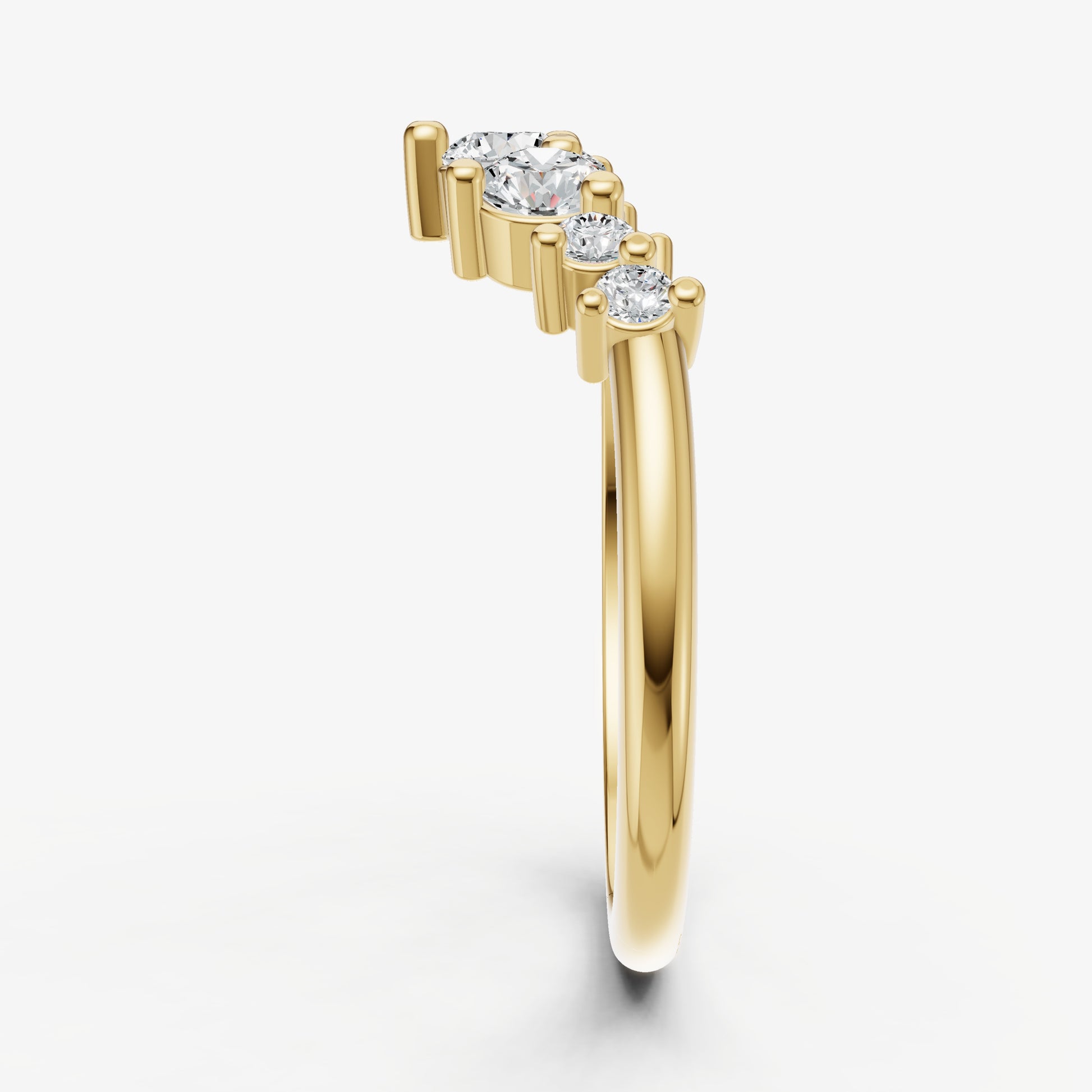 Curved Crown Set Diamond Band