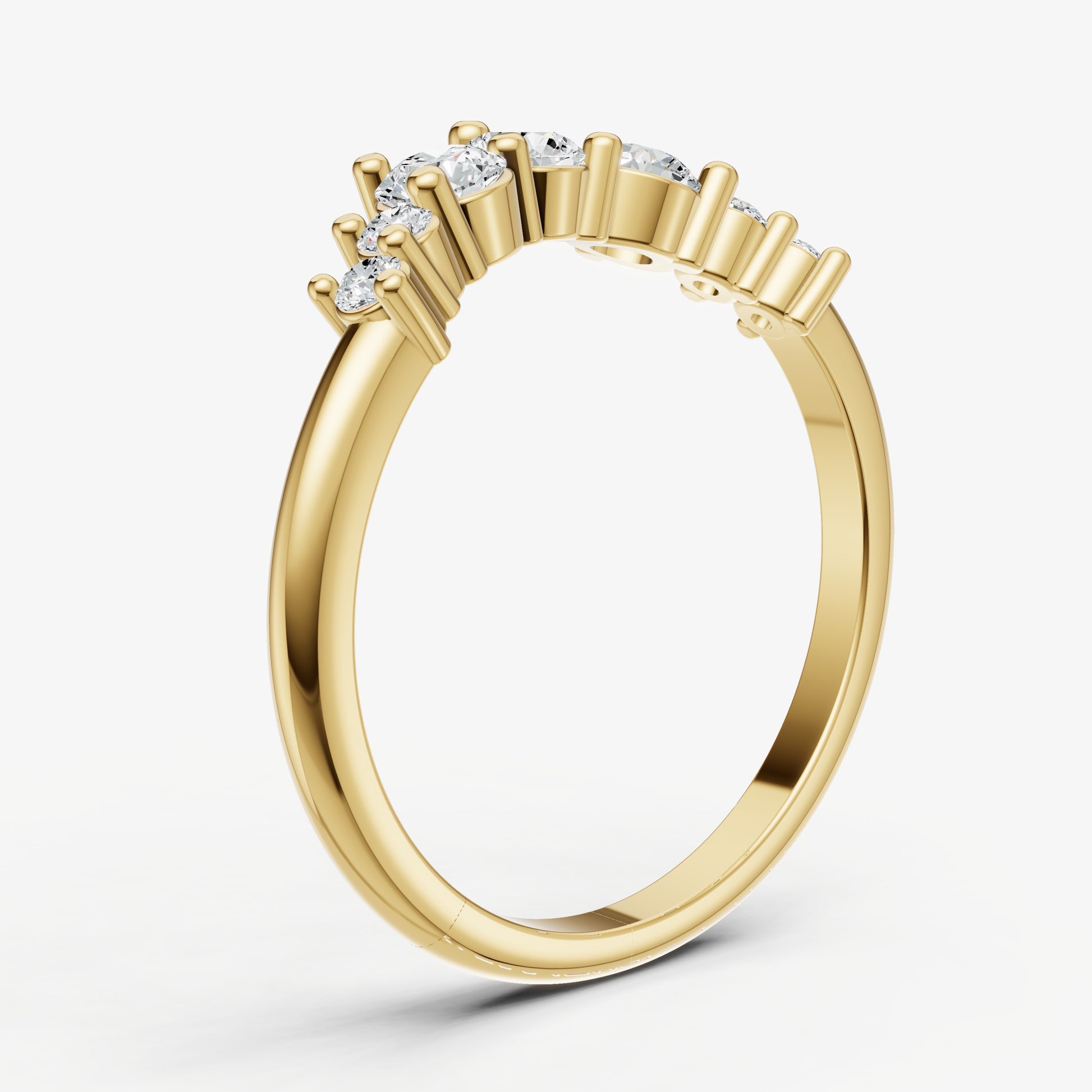 Curved Crown Set Diamond Band