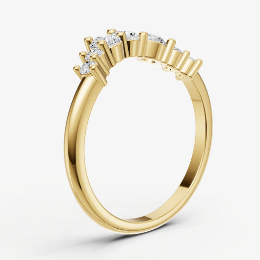 Curved Crown Set Diamond Band