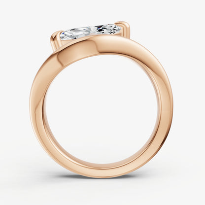 Curved Marquise Diamond Pinky Ring